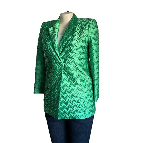 By Egreis Green Waffle Knit Blazer Jacket - S - Picture 3 of 9